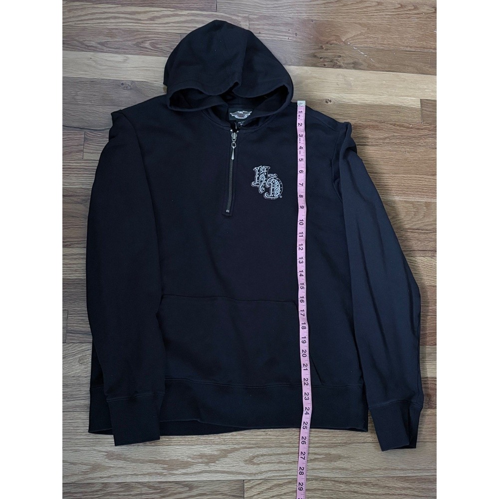 Harley Davidson Womens XL Black Rhinestone Quarter Zip Hoodie 96616-09VW Moto - Picture 7 of 10